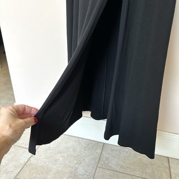 Karen Kane Maxi Skirt XL Pull On Black Slit Goth Witchy Capsule Basic - Picture 4 of 7